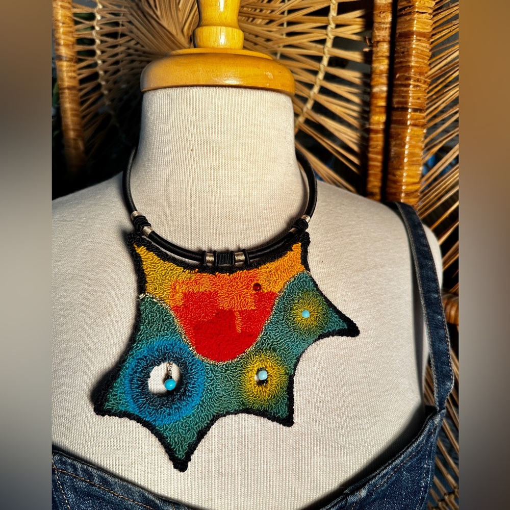 OOAK handmade fiber art necklace